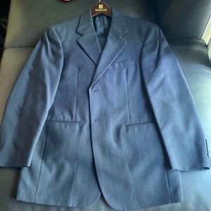 Men’s Stanfford Wool Suit Set - Dark Blue with Pin Stripes